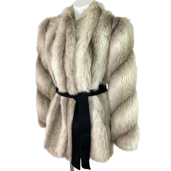 Vintage Jackets & Blazers - Vintage Faux Fox Fur Short Coat – Quiet Luxury Winter Statement Jacket Medium